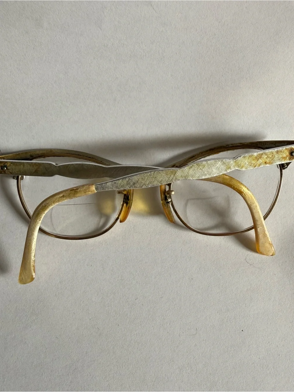 Vintage 1950s ARTCRAFT Cat Eye Eyeglasses Rhinestone Aluminum USA 4¼-5½